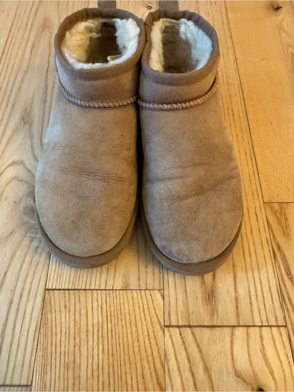 Ugg Classic Ultra Mini Shearling-Lined Suede Boots - Tan
